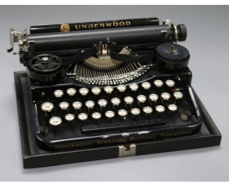 A cased Underwood standard portable typewriter