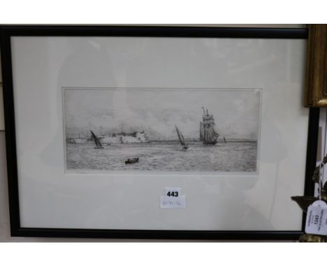 William Lionel Wyllie, etching, "Syracuse, Sicily" signed in pencil, 16 x 38cm