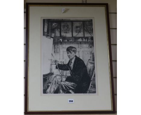 Francis Dodd (1874-1949), etching, Portrait of Charles Cundall, signed in pencil, 45 x 30cmex Congelow House