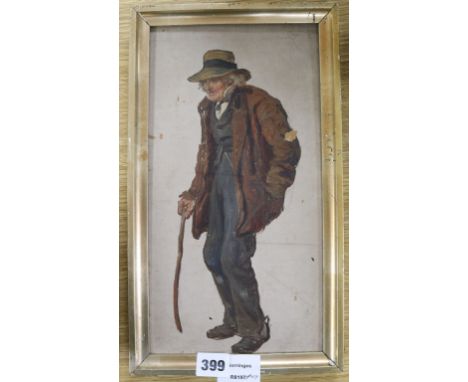 Attributed to Harold Swanwick, oil on canvas, sketch of a farmer, 32 x 17cmex Congelow House