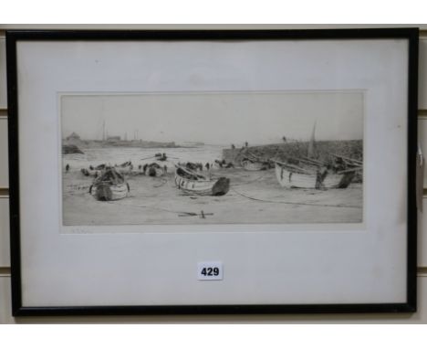 William Lionel Wyllie, etching, 'Marconi Radio station, Cullercoats', signed in pencil, 16 x 38cm