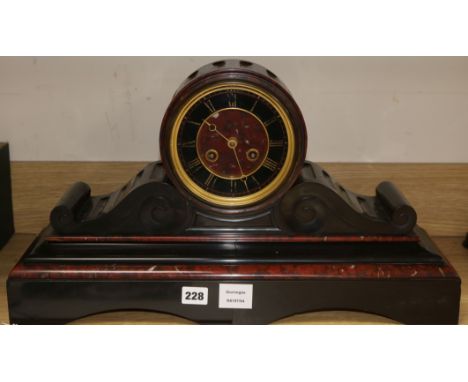 A late Victorian red and black marble eight day mantel clockex Congelow House