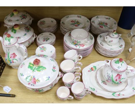 A French K &amp; G Luneville 'Old Strasbourg' pattern faience pottery part dinner and breakfast service, decorated with polyc