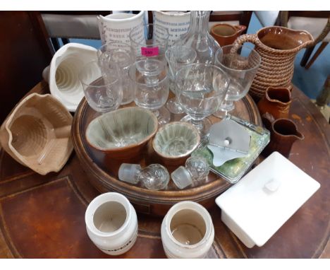 Georgian rummers, a Dandie Dim mont Special Scotch Whisky decanter (no stopper) and other items of glass together with 2X1862