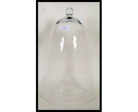 A&nbsp; Victorian antique style&nbsp; glass bell cloche / glass dome with a ball finial handle to the top.Measures 44cm x 26c