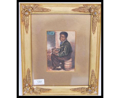 A 19th Century coloured Baxter print entitled ' Warm Me Now ' published by G. Baxter 1853, depicting a boy sitting by the hea