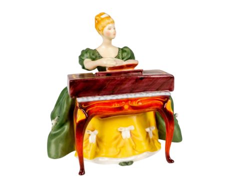 Limited edition in matte finish. She wears a green and gold 18th-century gown while playing a virginal instrument. The Lady M