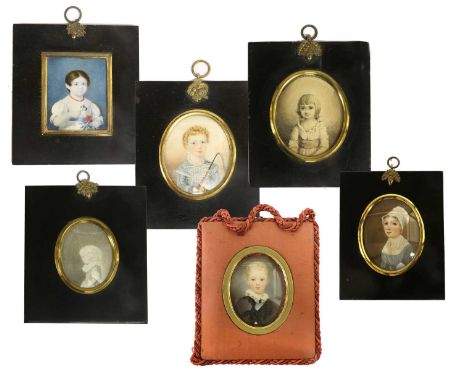 English School (mid 19th century): Miniature Portrait of Mary Jane Gibbs, bust length, wearing a coral necklace and white dre