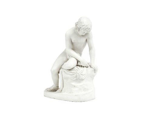 A Copeland &amp; Garrett Art Union Parian Figure of a Narcissus, circa 1846, modelled by E B Stephens after John Gibson, the 