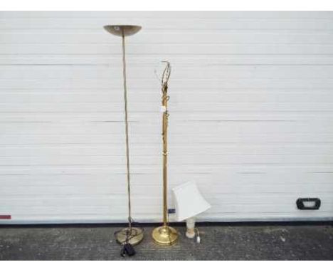 Two standard lamps, largest approximately 180 cm (h) and an onyx table lamp. [3]