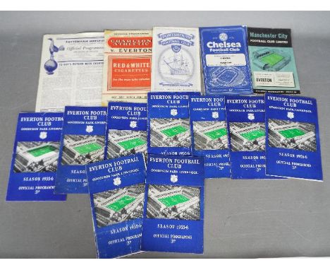 Everton FC Football Programmes. Home and away issues from 1955/6 season. Includes away at Portsmouth, Tottenham Hotspur, Luto