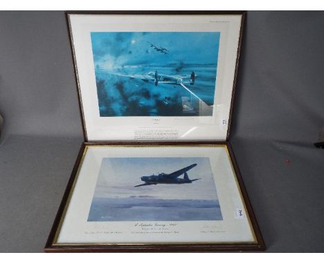 Two aviation related prints comprising 'The Dambusters' after Robert Taylor signed by Air Marshall Sir Harold (Mick) Martin, 