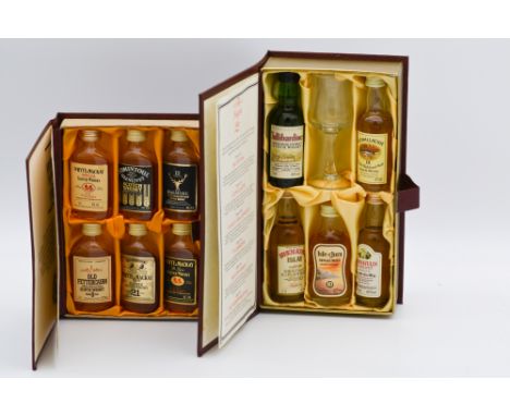 Two novelty miniature whisky gift sets presented as books:Whyte &amp; Mackay Scotch Whisky Collection set - W&amp;M Special, 