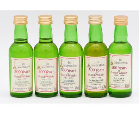 James MacArthur's - 500 Years of Scotch Whisky, fifteen miniature bottlings:Ardmore 1978, 5cl, 56/2%Blair Athol 1977, 5cl, 53