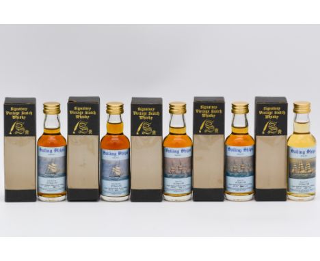 Signatory Vintage - Sailing Ships Series, five bottles:Glendronach 1970, 20 year old, Araby Maid label, bottles 75 and 290 of