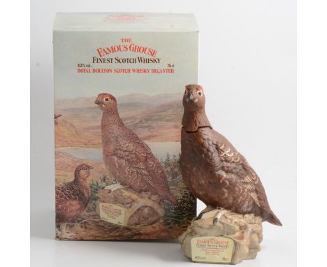 Famous Grouse - a 1980s Royal Doulton ceramic decanter, containing Grouse Finest Scotch whisky, 75cl, 43%, in original box.