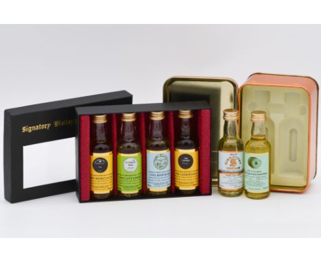 Signatory Vintage - two presentation sets including a four-bottle box :Bowmore 1992, 8 year old, bottled 4.9.2001, 5cl, 43%Mo