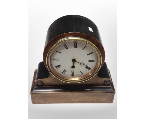 A Victorian mantel clock with enamel dial, height 28 cm