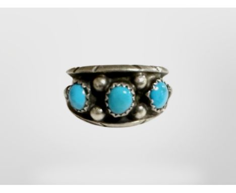 A vintage silver turquoise ring 