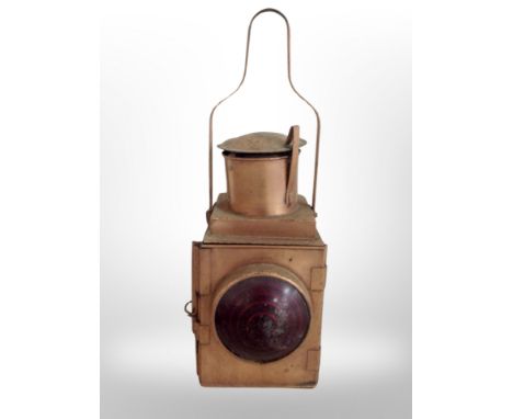 A copper signal lamp, height 50 cm including handle 