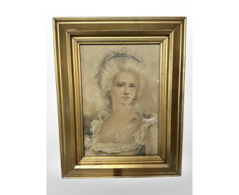 Early 19th century English School : Head and Shoulders portrait of a lady, watercolour, 25 cm x 17 cm 