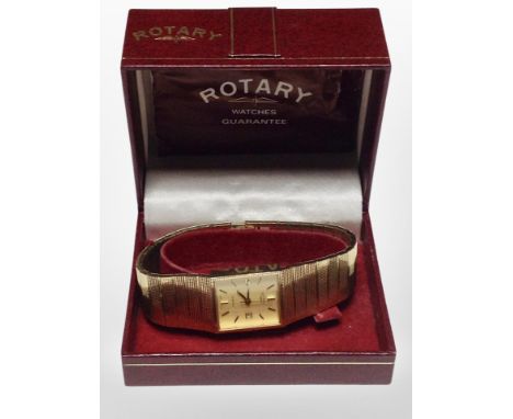 A Gent's gold plated Rotary quartz wristwatch in box 