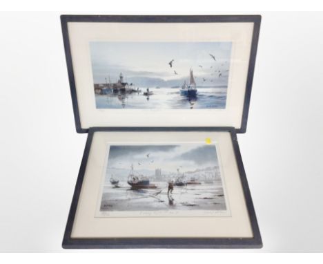 After David Willis : Two limited edition colour prints signed in pencil, entitled Dawn Departure and Evening Light St. Ives I