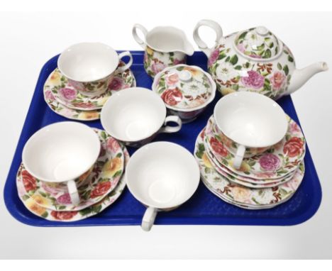 An eighteen piece Portmeirion Rose Bouquet tea service 
