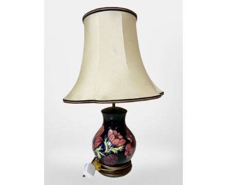 A Moorcroft table lamp with shade, overall height 62 cm