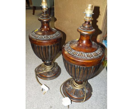 A PAIR OF URN STYLE CERAMIC LAMPS