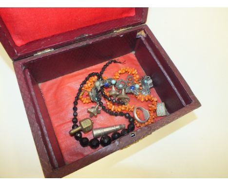 a VINTAGE JEWELLERY BOX AND CONTENTS