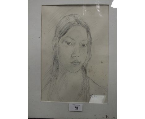 A FRAMED AND GLAZED PENCIL PORTRAIT STUDY SIGNED JOHN EN SCRIBED VERSO