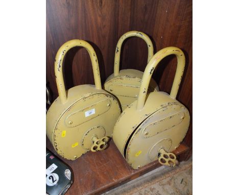 THREE MODERN VINTAGE STYLE KEY RACKS IN THE FORM OF PADLOCKS 