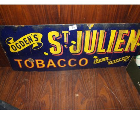 A VINTAGE ENAMEL ODGEN'S ST JULIEN TOBACCO ADVERTISING SIGN