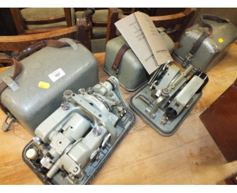 THREE CASED SCIENTIFIC VIEWING INSTRUMENTS - THEODOLITES