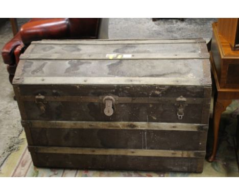 A DOMED TRAVEL TRUNK A/F