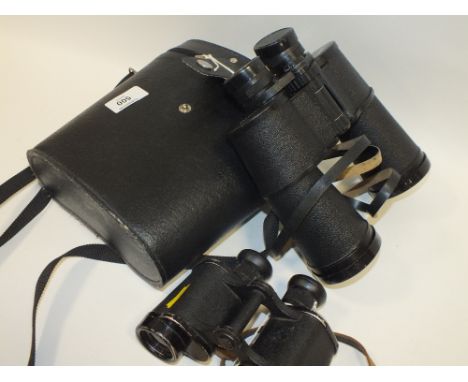 A CASED VINTAGE PAIR OF BINOCULARS TOGETHER WITH ANOTHER PAIR (2) 