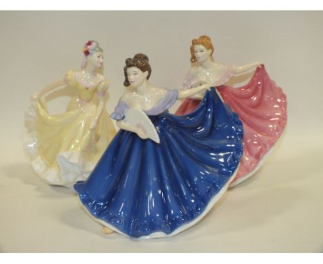 TWO ROYAL DOULTON ELAINE FIGURES HN 4865 & 4718 TOGETHER WITH A ROYAL DOULTON NINETTE FIGURE HN 4717 (3)
