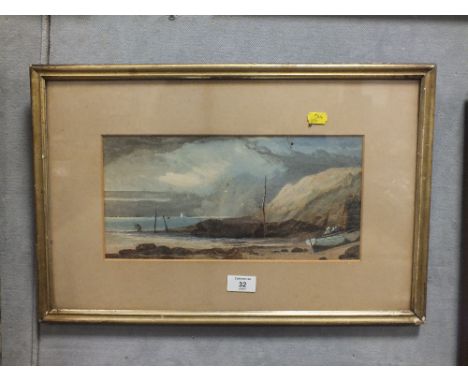 A FRAMED AND GLAZED WATER COLOUR OF A BEACH SCENE WITH BOATS AND FIGURES SIGNED JOHN F SALMON