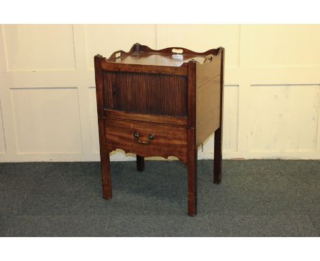 A George III mahogany cabinet commode with tambour slide, 55cm