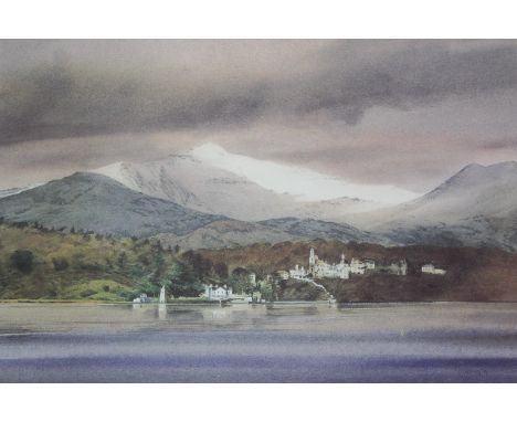Rob Piercy, 20th century, view of Portmerion, coloured print, signed in pencil, 22cm by 30cm, and a watercolour, fishing boat