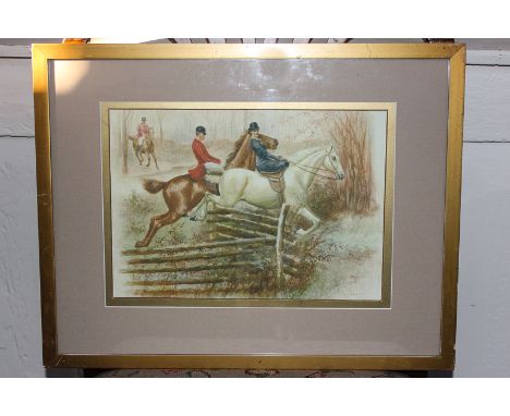 English school (19th century),  hunting scene, watercolour, indistinctly signed and dated, 33cm by 23cm
