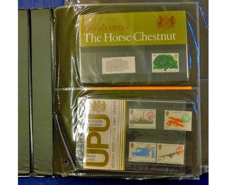 Great Britain Presentation Packs in Album  Including 1974 U.P.U., British Wildlife, Bronte Sisters, Charles Darwin, British A