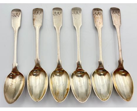 Set of six Scottish Provincial Silver teaspoons, Charles Fowler, Elgin, Two marks CF and ELNWeight - 90.92g