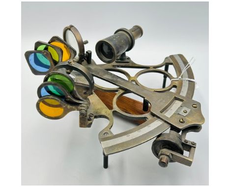 A sextant of plain form, brass frame