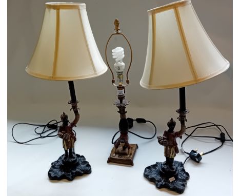 Two similar table lampsOne Blackmoor figure the other a tumbler performer