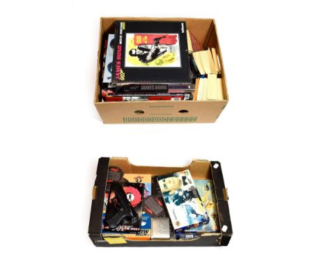 James Bond Related Items including Thunderball Action Man, Cap gun, two reproduction Airfix kits, decks of cards, calendars, 