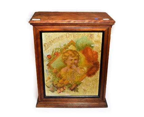 Diamond Dyes Shop Cabinet with large colour illustration to front 'For Domestic and Fancy Dyeing' rear loading with five leve