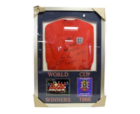England 1966 World Cup Final Signed Shirt signed by nine players, framed with reproduction programme