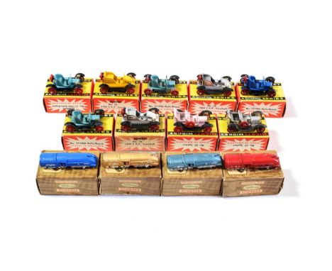 Benbros Mighty Midgets 2x25 Spyker, 3x26 Vauxhall and 4x27 Rolls Royce;  TV Series 4x16 Express locomotives different colours